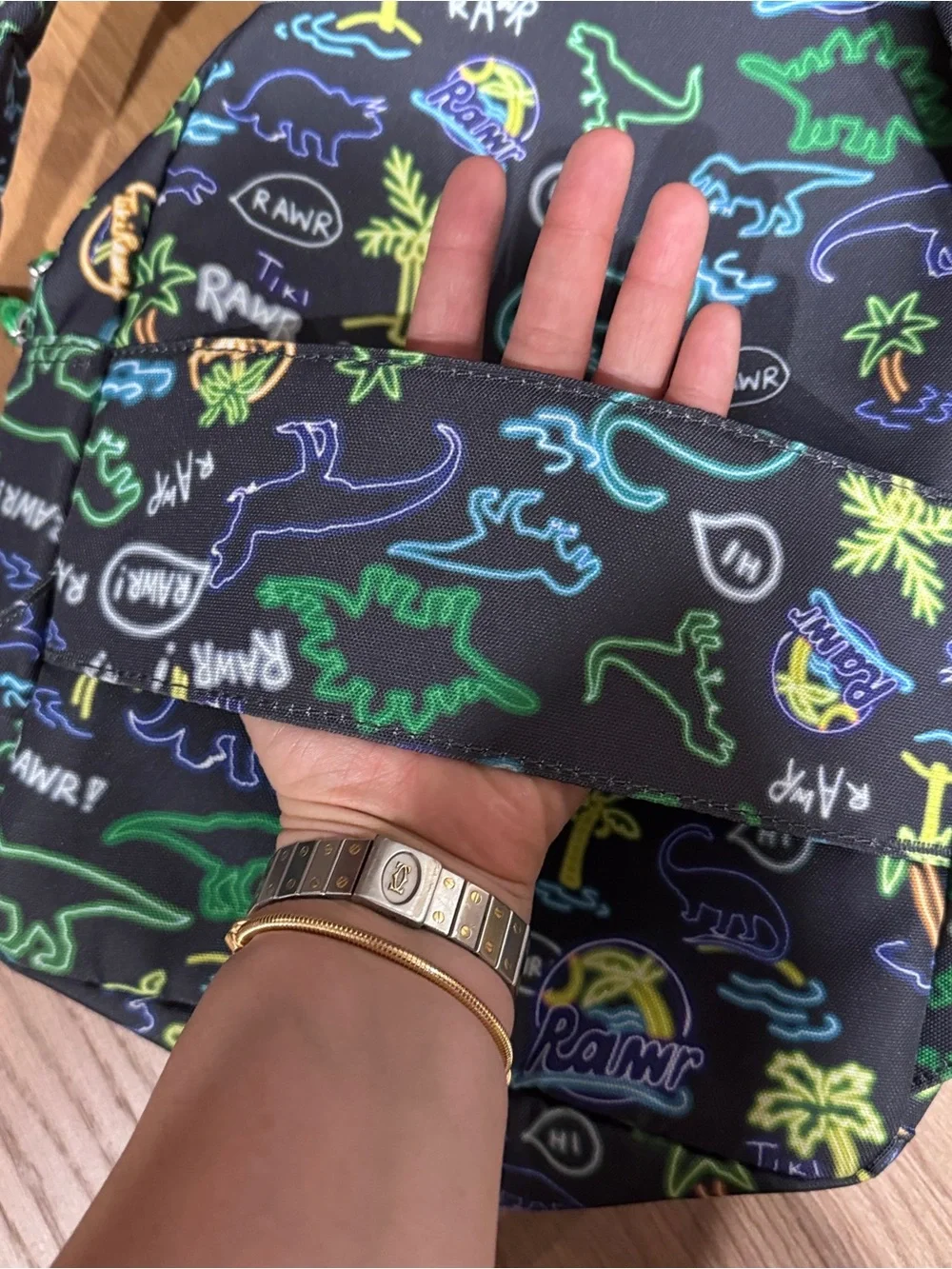 State Kids Mini Neon Dino Print Backpack - Black/Green/Blue